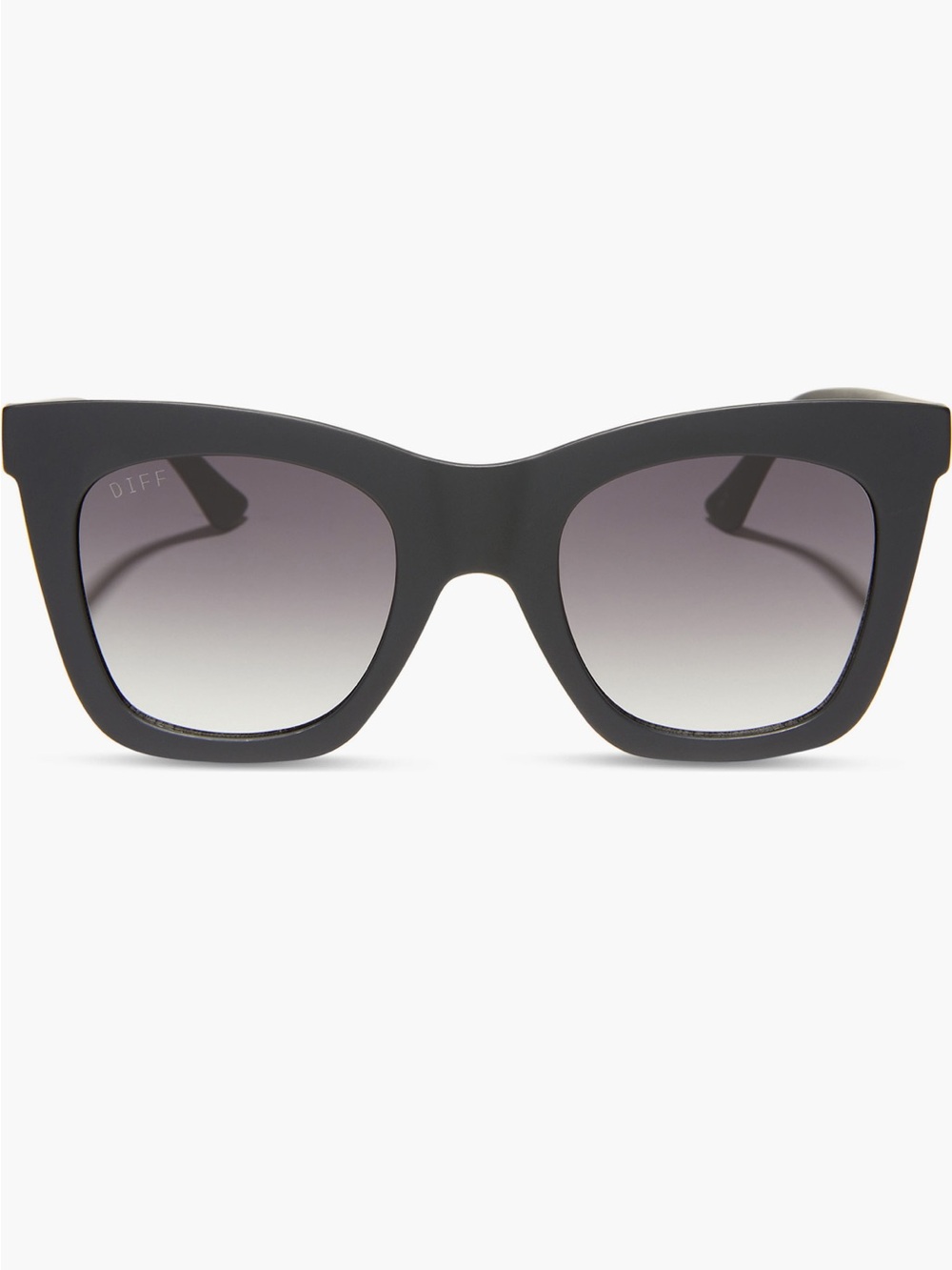 NEW DIFF 50mm Talia Square Sunglasses In Black Matte & Grey Gradient Lenses